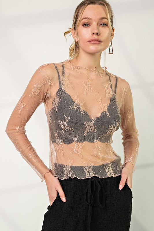 Nice Fit Lace Layering Top - Nude