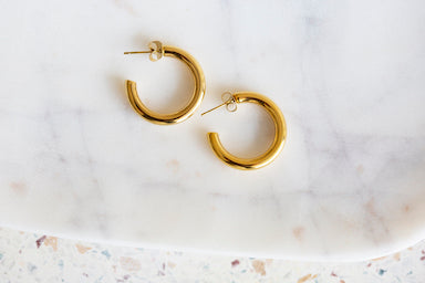 Chunky Medium Gold Hoop Earrings