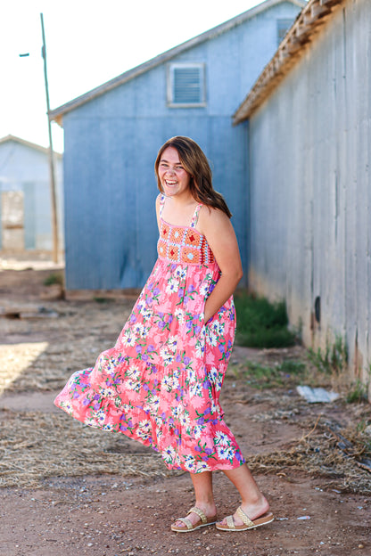 Summer Fun Floral Crochet Dress