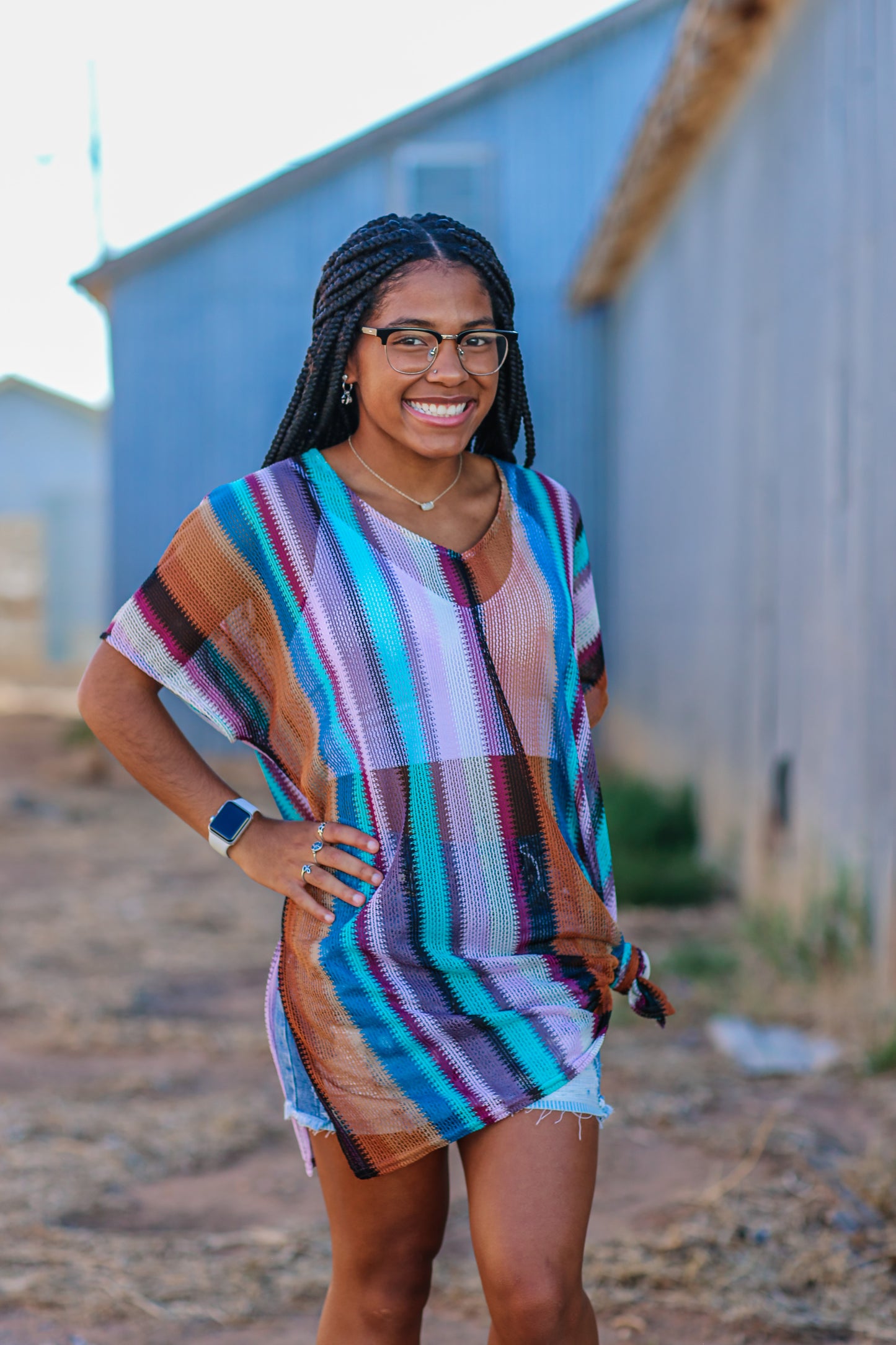 Spectrum Striped Top/Coverup