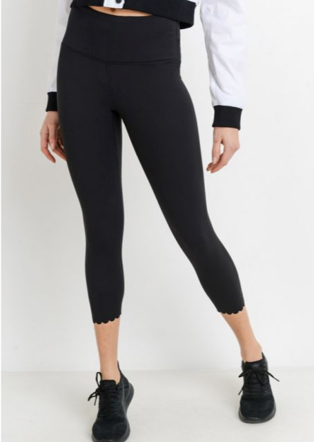 High Waist Scalloped Laser Cut Leggings