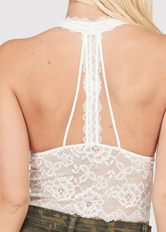 Ivory floral lace halter "Brami"