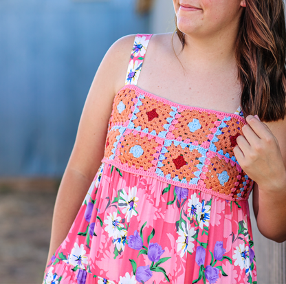 Summer Fun Floral Crochet Dress